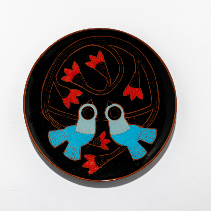 Triple Bird Plate 27cm in ceramic 