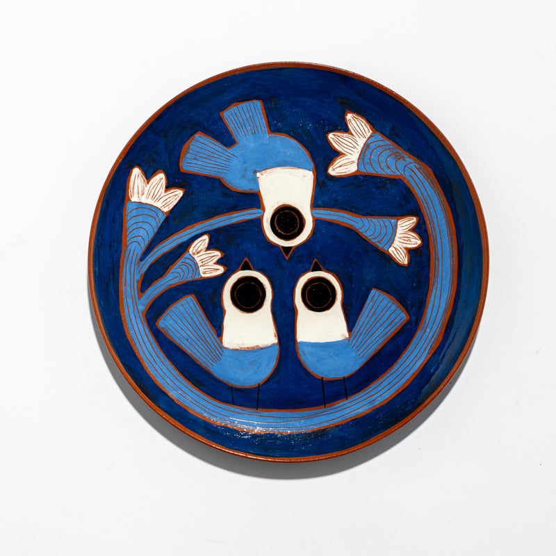 Triple Bird Plate 27cm in ceramic 