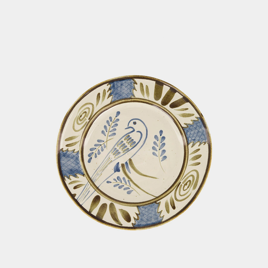 Assiette plate Lusitano bleu et vert — décor central