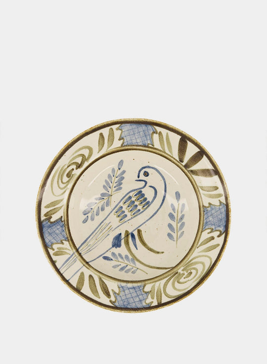 Assiette creuse Lusitano peinte à la main bleu et vert