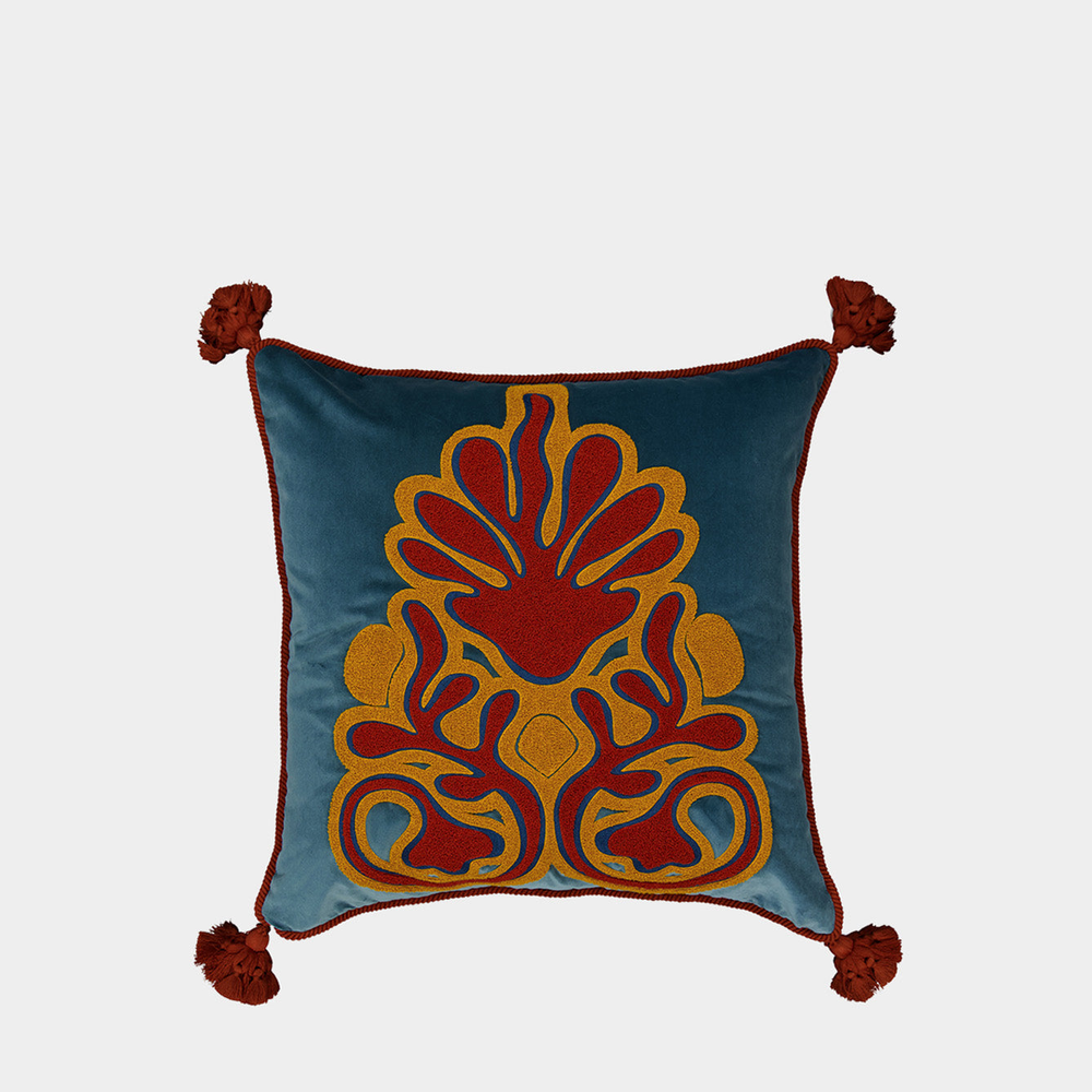 Coussin Teles en velours brodé