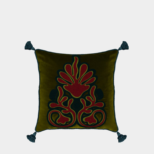 Coussin Teles en velours brodé