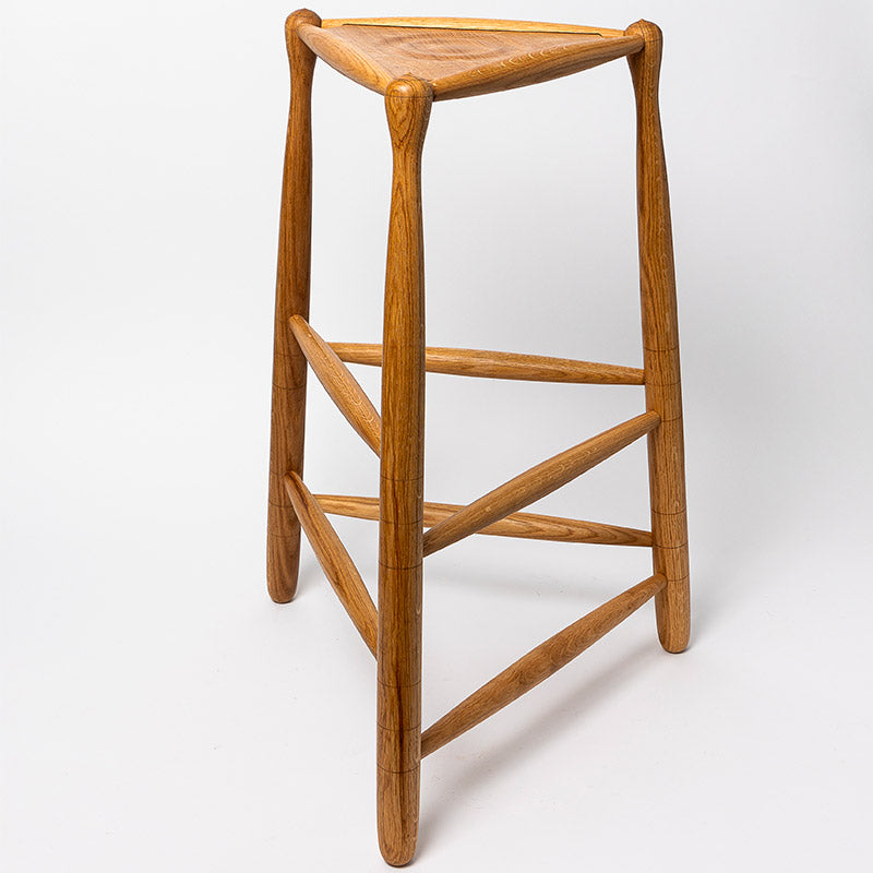 High “tripod” stool in oak