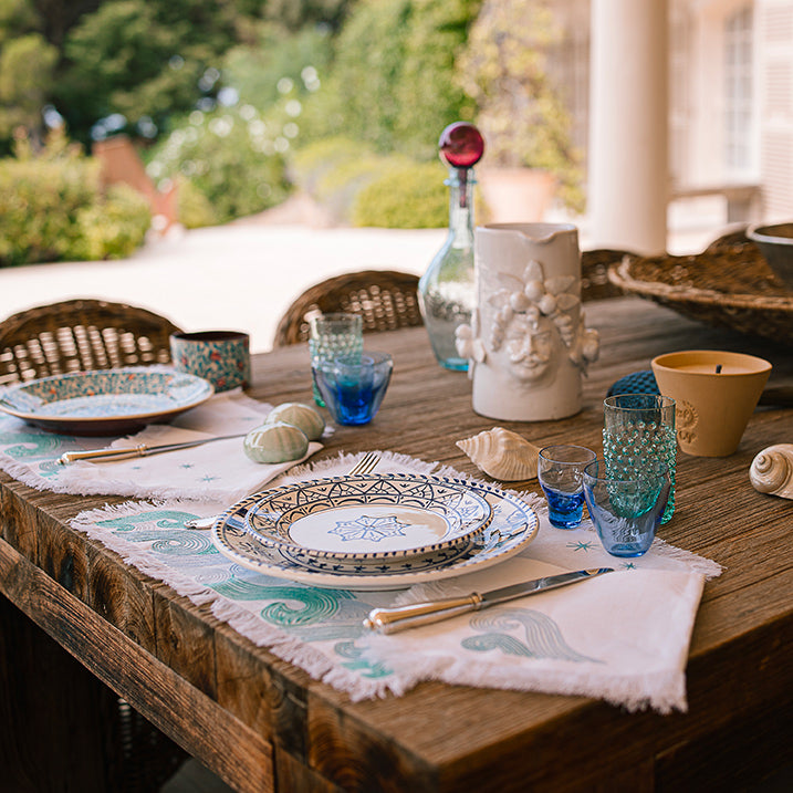 Wave and Star Embroidered Placemats