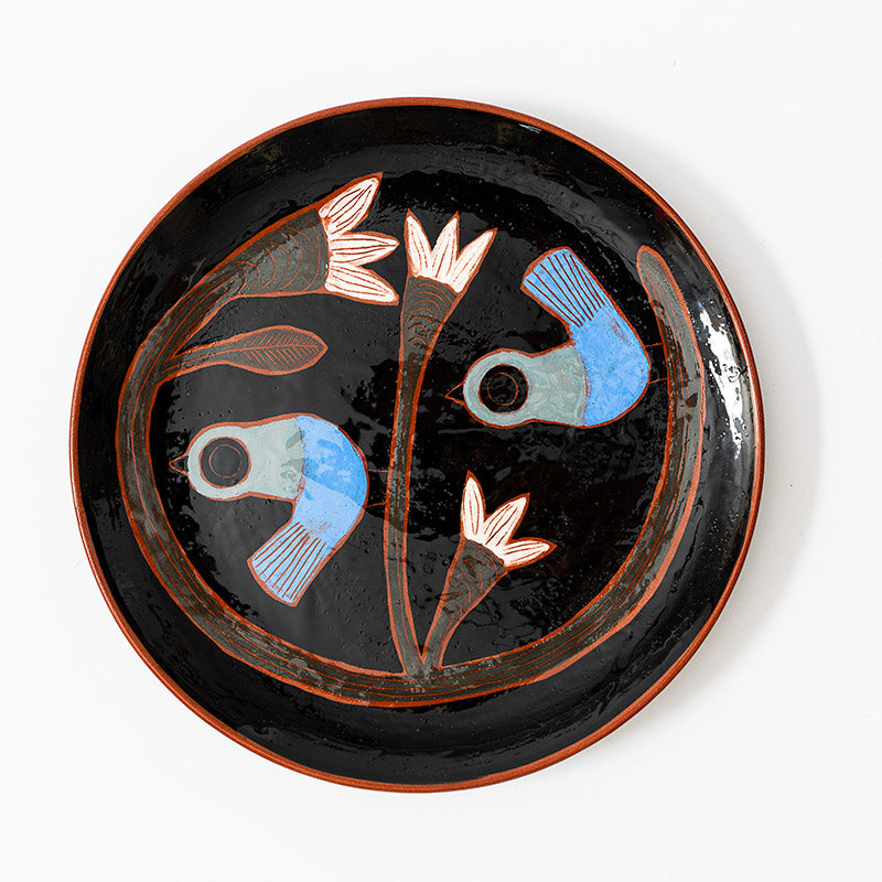 Handmade ceramic bird plate 27cm