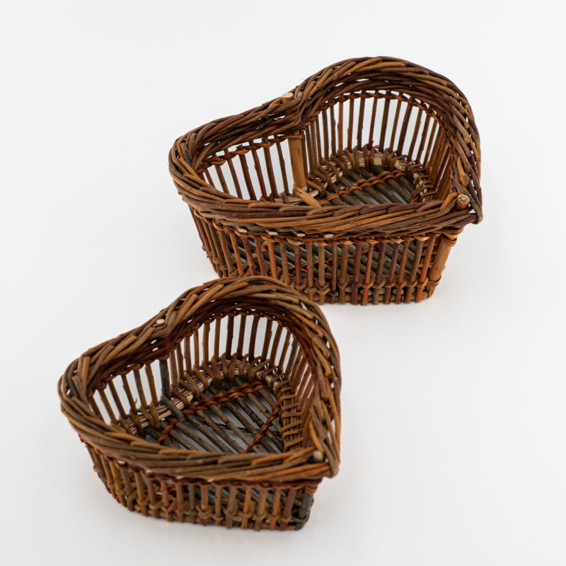 Raw wicker heart basket