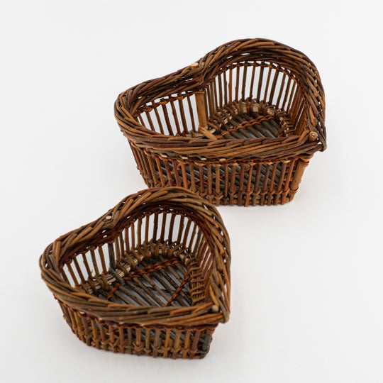 Raw wicker heart basket