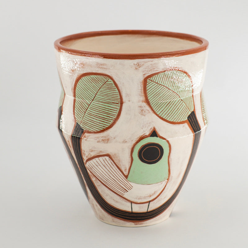Vase Blanc Oiseau Vert