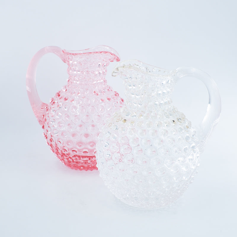 Cruche ronde à boules en verre Rose