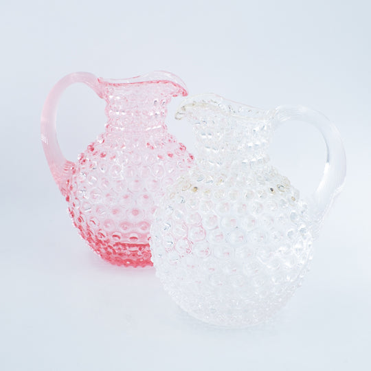 Cruche ronde à boules en verre Rose