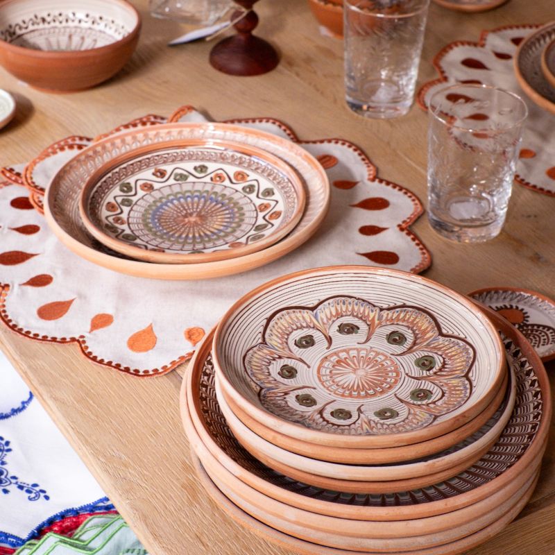 Assiettes Traditionnelles d'Horezu 21 cm - Teintes Claires