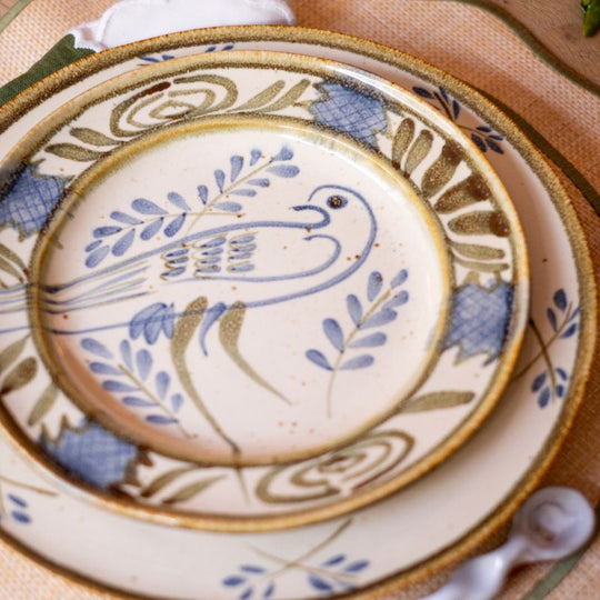 Assiette plate Lusitano bleu et vert — décor de bordure