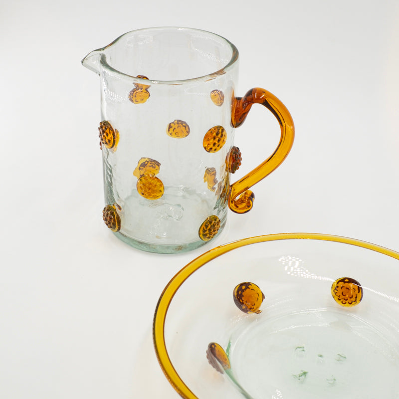 Dimpled glass pitcher
