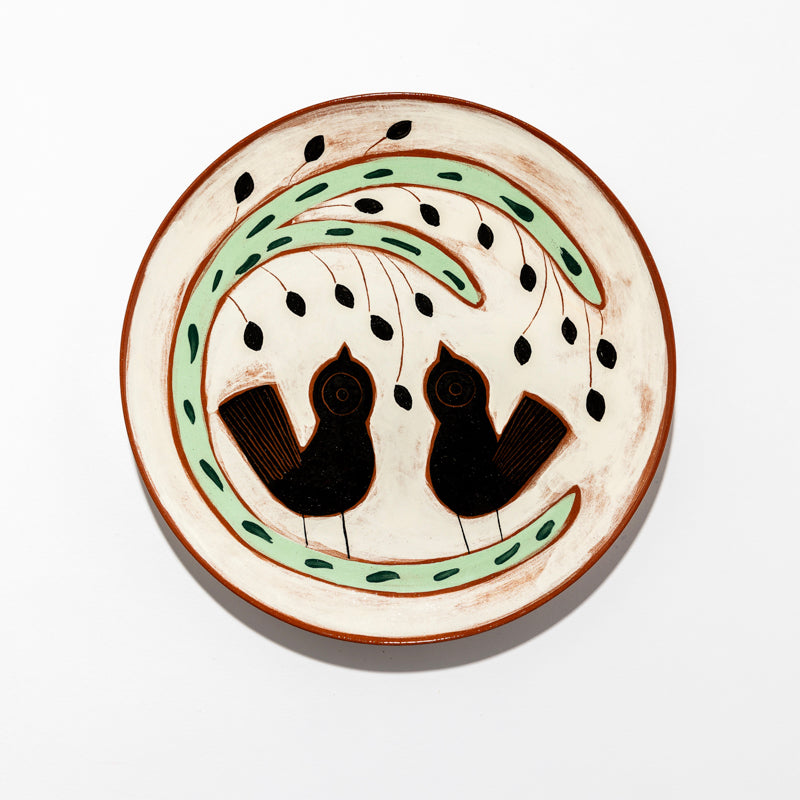 Handmade ceramic bird plate 27cm