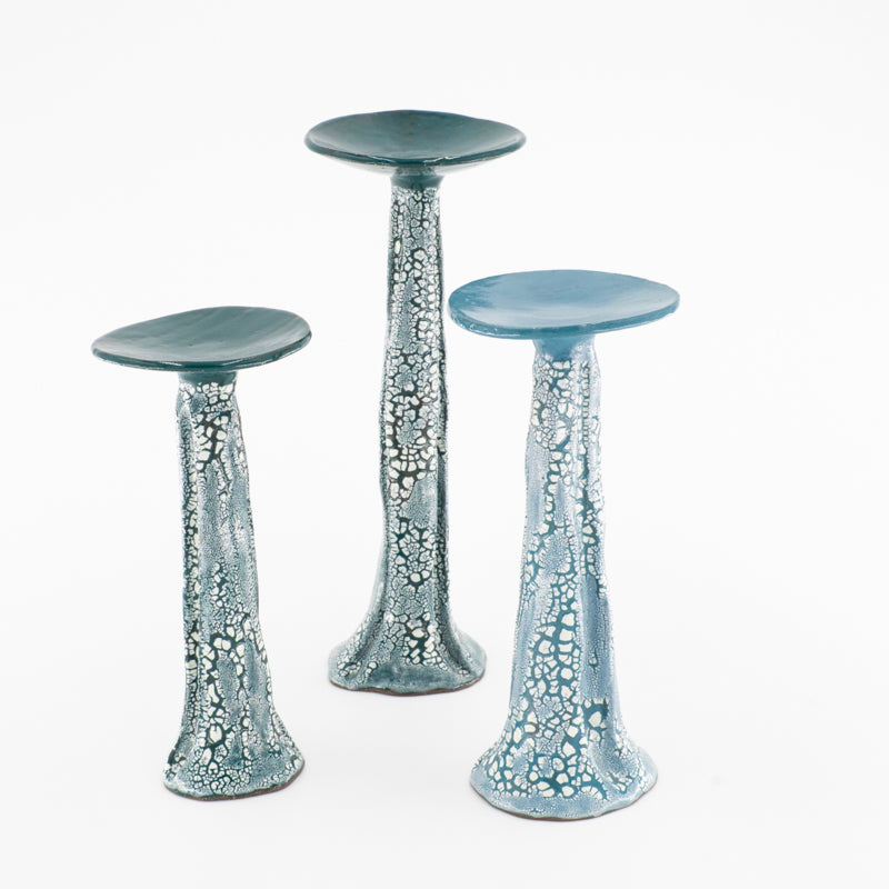 Shagreen Mushroom-Shaped Candlestick Set