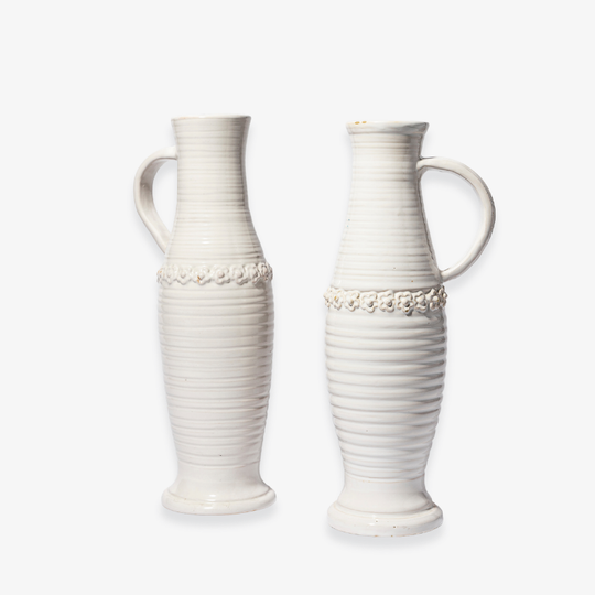 Vase Anse Cannelure et Application de Fleurs