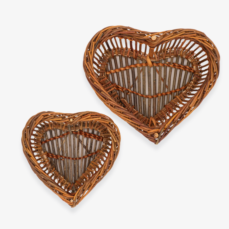 Raw wicker heart basket
