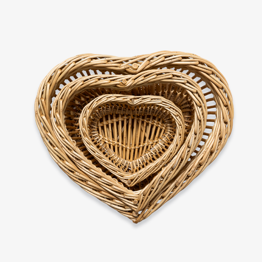 Corbeilles coeur en osier