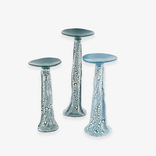 Shagreen Mushroom-Shaped Candlestick Set