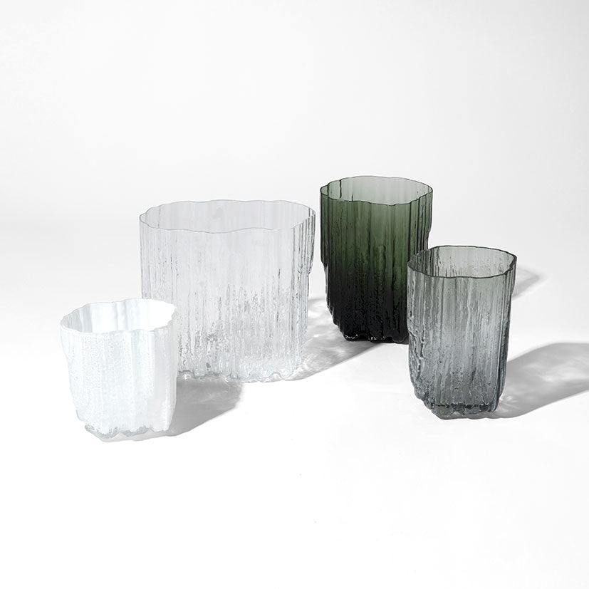 Small white blown glass vase