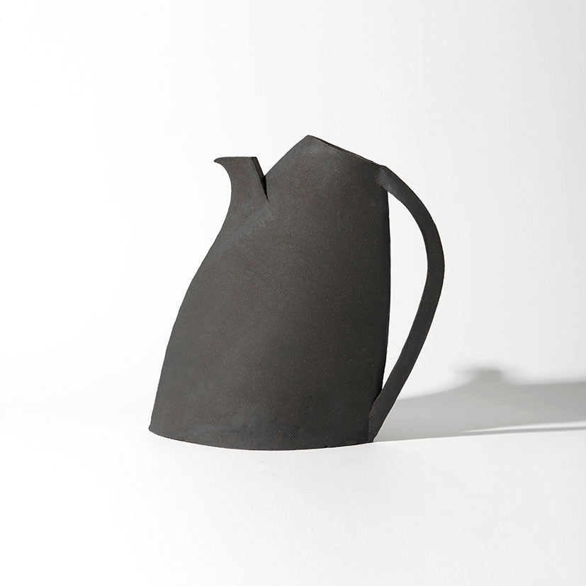Graphic pitcher in black stoneware